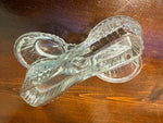 Vintage Glass Double Salt Cellar  Swivel Toothpick Holder Ribbed Sides 4.5"
