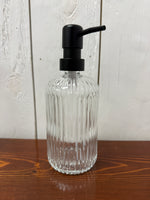 Ribbed Glass Soap Dispenser with Metal Pump