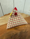 Handmade Primitive Fabric Chicken — Pink & Green Gingham