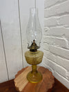 Antique Amber Glass Oil Lamp with Etched Grape Chimney — Local Pickup Only