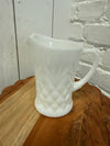 Vintage Milk Glass Pitcher — Diamond Quilted Pattern