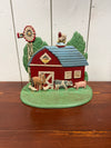 Vintage Cast Iron Farm Scene Doorstop - Red Barn & Windmill