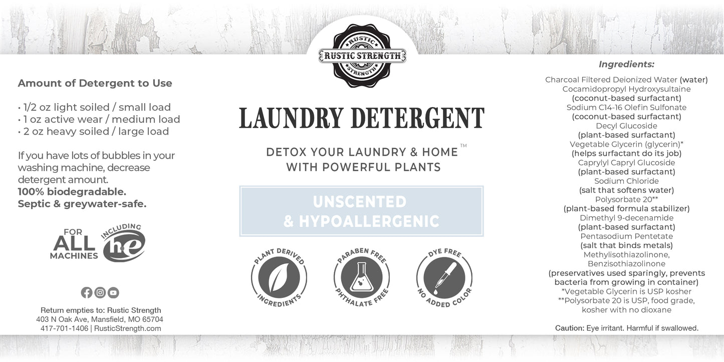 Liquid Laundry Detergent, 4 oz - Unscented