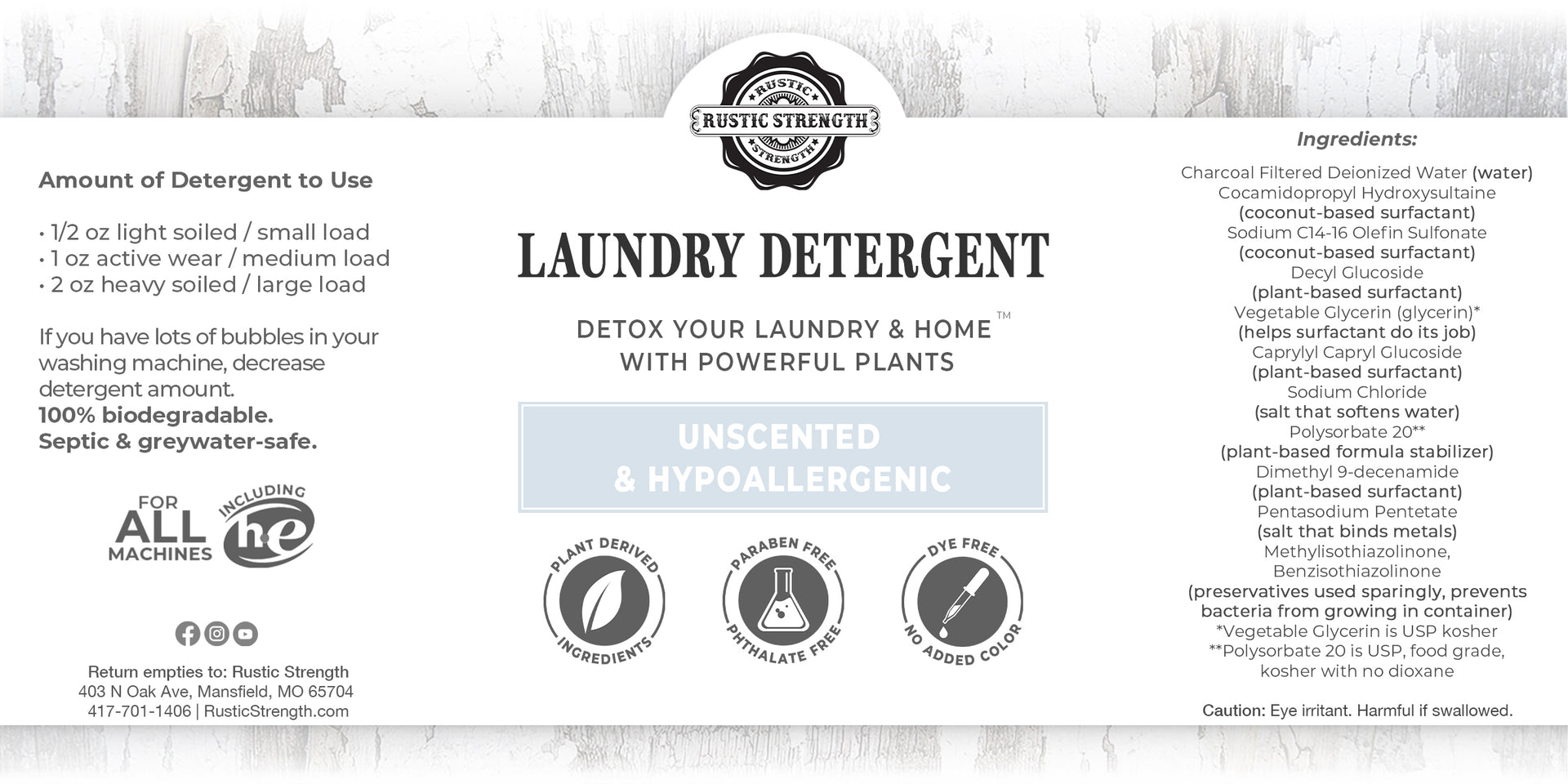 Liquid Laundry Detergent, 4 oz - Unscented