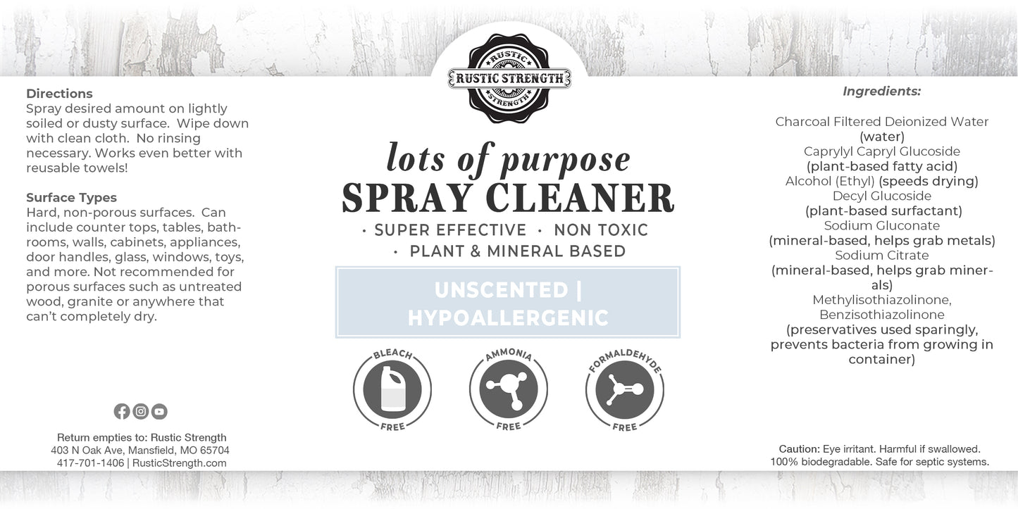 Lots of Purpose Spray Cleaner, 4 oz. - Unscented