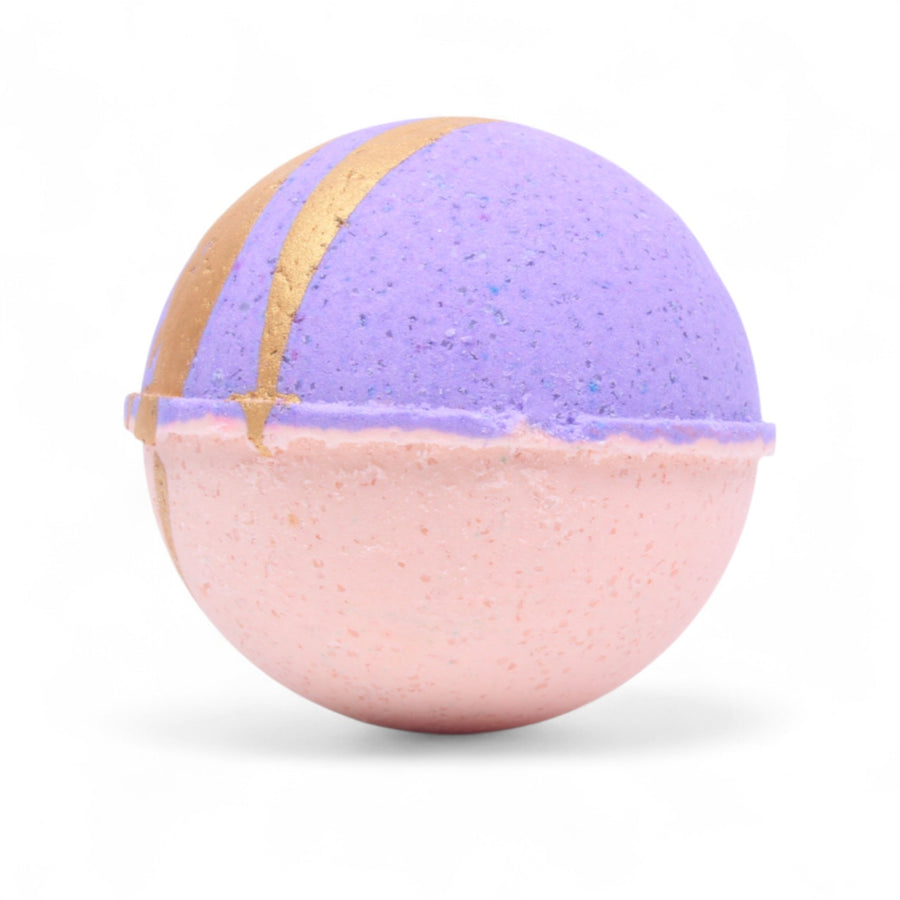 Lovespell Bath Bomb handcrafted by Monticello Soap Company, fruity floral musky Lovespell-scented fizzy bomb
