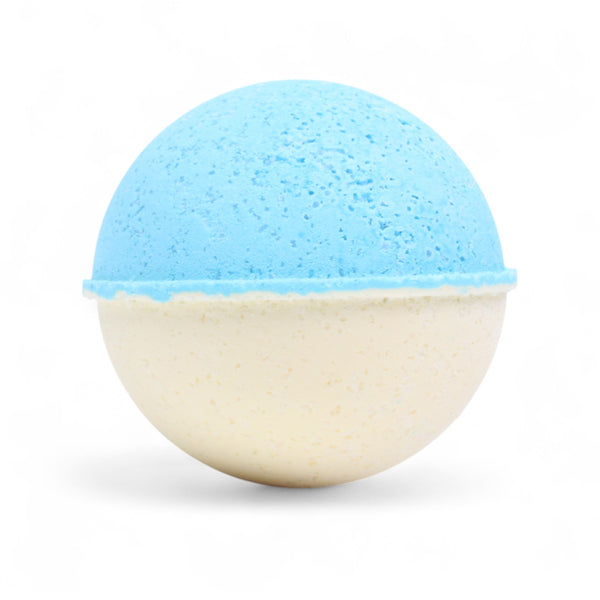 Breezy Ocean Bath Bomb handcrafted by Monticello Soap Company, fresh sea spray scented blue fizzy bomb