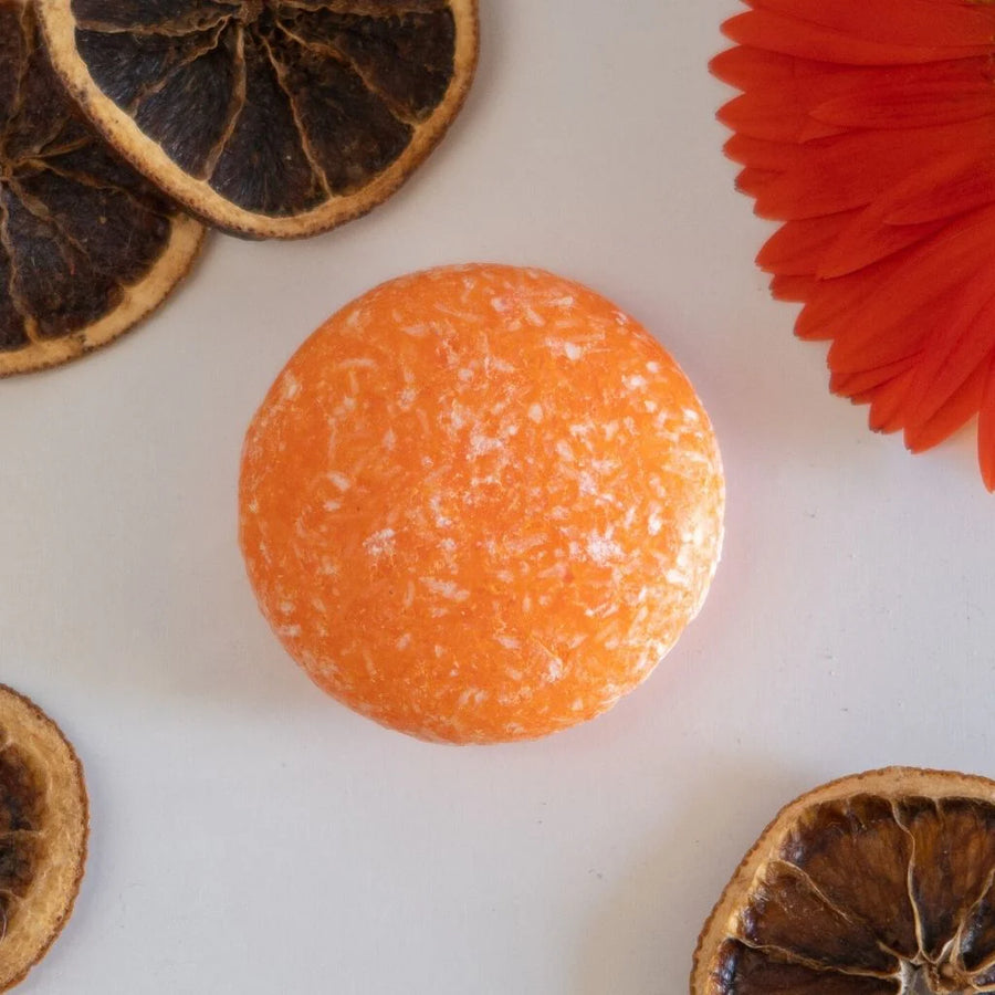 Orange Crush shampoo bar by Humby Organics, a vegan plastic-free citrus shampoo bar for everyday hair care
