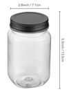 16 oz Clear Plastic Jars Black Lid - Refillable Storage Containers