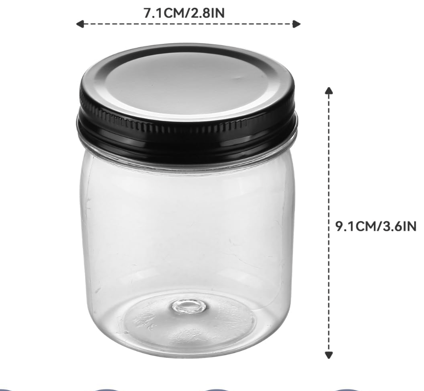 8 oz Clear Plastic Jars with Screw-On Lids - BPA-Free Refillable Storage Containers