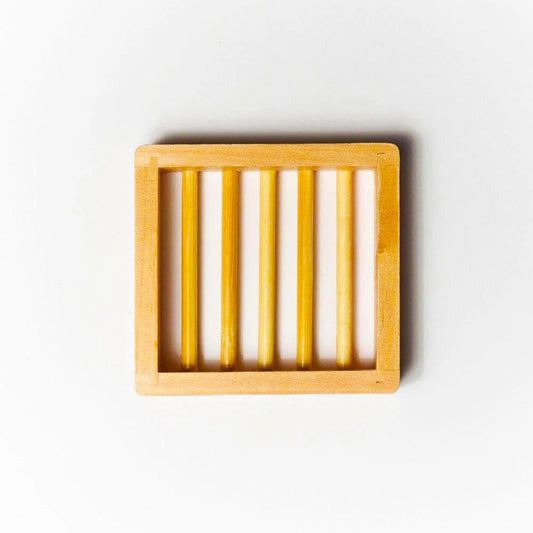 Bamboo shampoo bar tray by Humby Organics, a plastic-free natural wood tray with inner drying rack