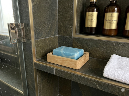 Everwood Low-Pro soap dish in slate bathroom setting