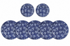 Blue Calico Chintz Plates - 7 Pieces (5 Dinner + 2 Bread/Salad)