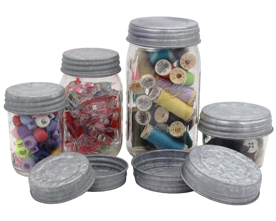 Galvanized vintage reproduction lids for regular mouth mason jars