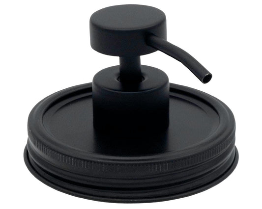 Matte Black Soap Pump Lid Kit for Mason Jars - Wide Mouth / Vintage Threaded Black Lid