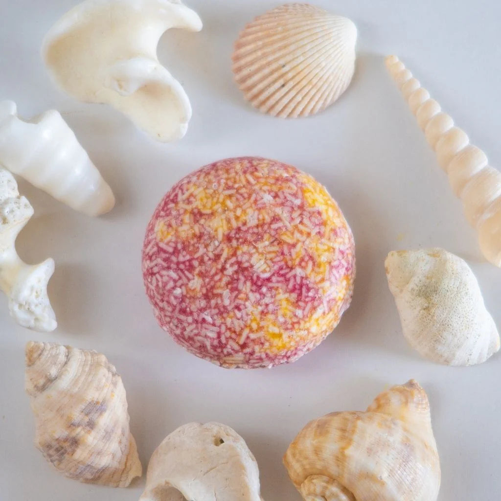 Pink Hibiscus shampoo bar by Humby Organics, a vegan plastic-free shampoo bar for oily hair and scalps