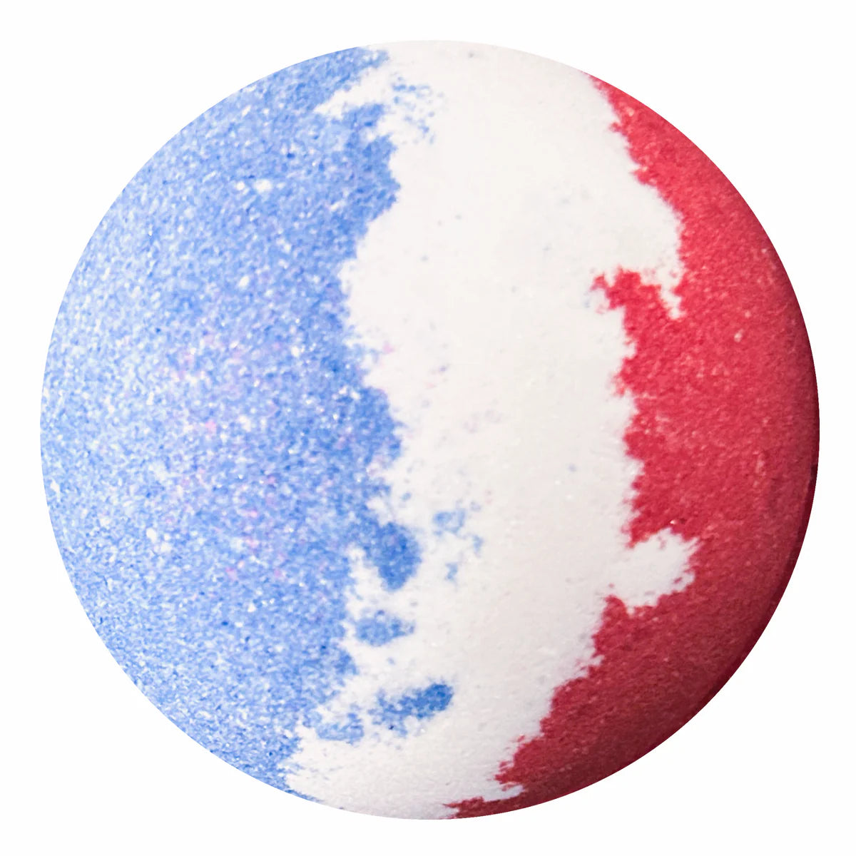 Rocket Pop Bath Bomb handcrafted by Monticello Soap Company, red white and blue patriotic summer fizzy bomb