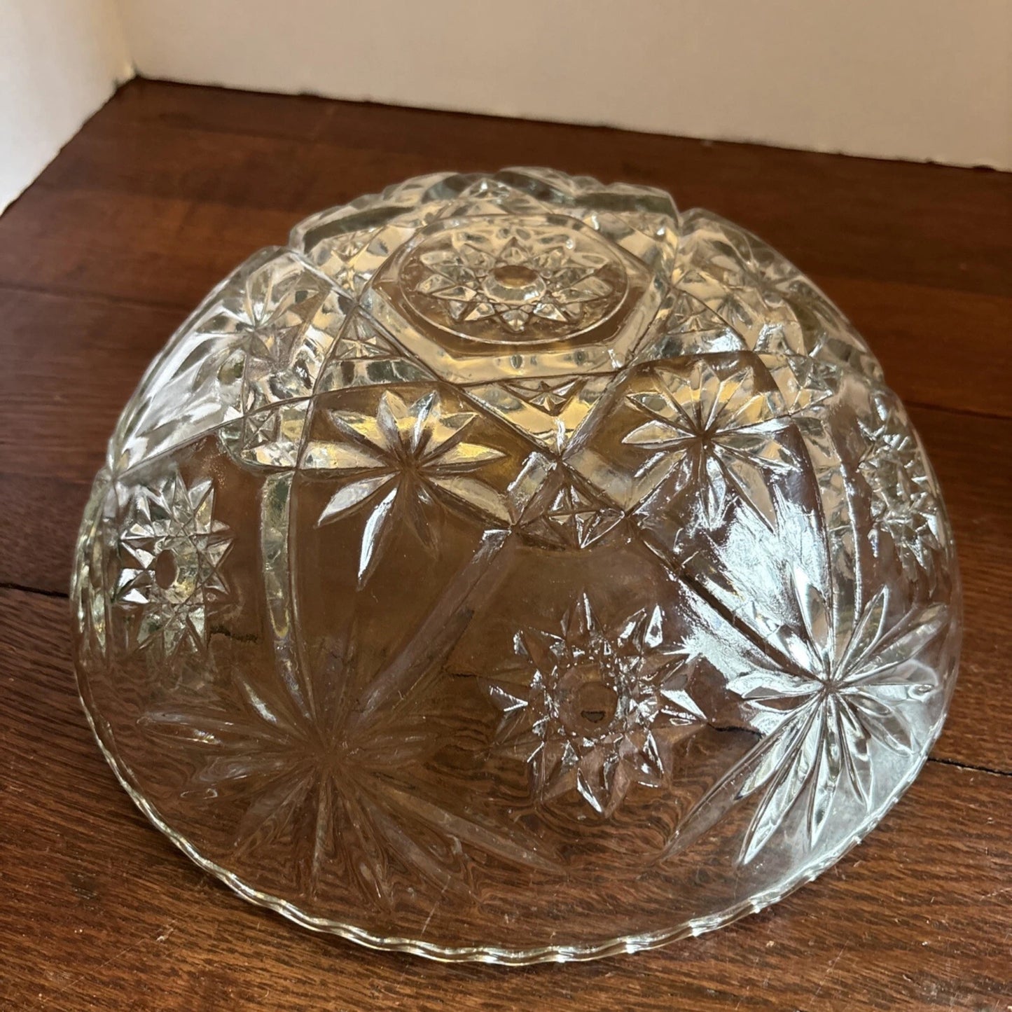 Vintage Anchor Hocking Prescut Glass “Star of David” Serving / Fruit Bowl – 1960s EAPC Line