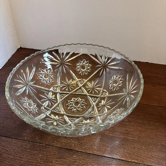 Vintage Anchor Hocking Prescut Glass “Star of David” Serving / Fruit Bowl – 1960s EAPC Line